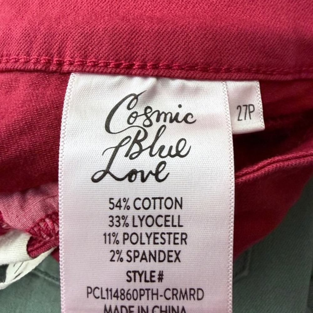 Cosmic Blue Love Flare Ankle Pants‎ Women 27P Carmine Red NWT - Picture 8 of 8